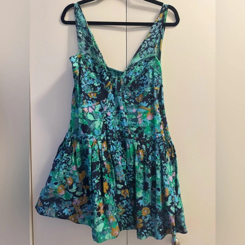 Anthropologie Teal and Navy Dress - Picture 1 of 3
